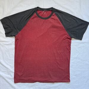 Public Opinion heathered blue/red t-shirt size XL, EUC
